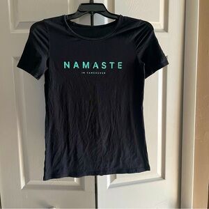 Lululemon Black Namaste In Vancouver Short Sleeve Tee Blouse Top